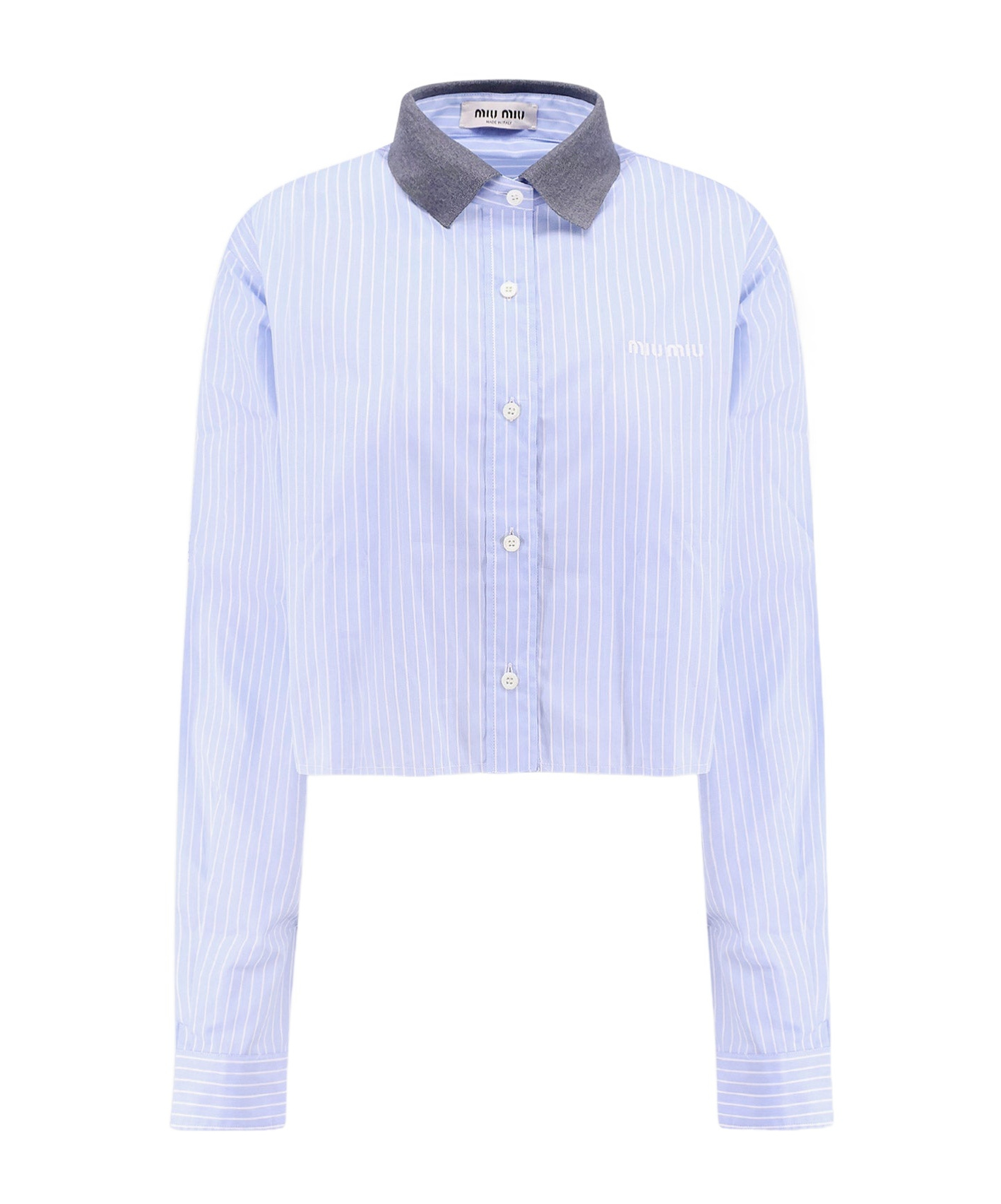 Miu Miu Striped Shirt In Black