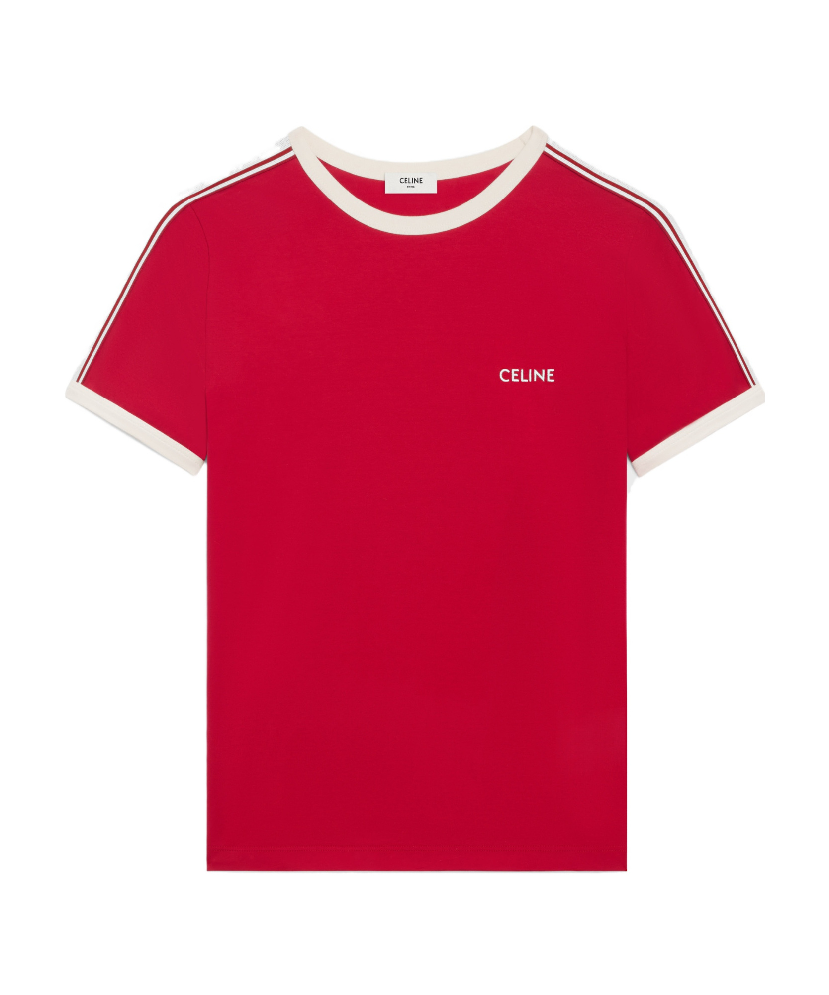 Celine Short-sleeved T-shirt In Carmine/cream