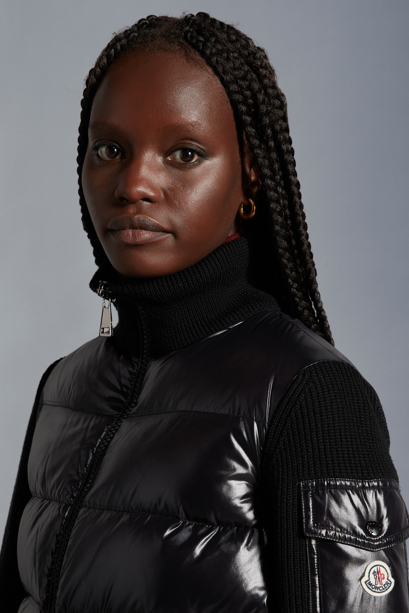 Moncler Panelled Down-filled Jacket In Black