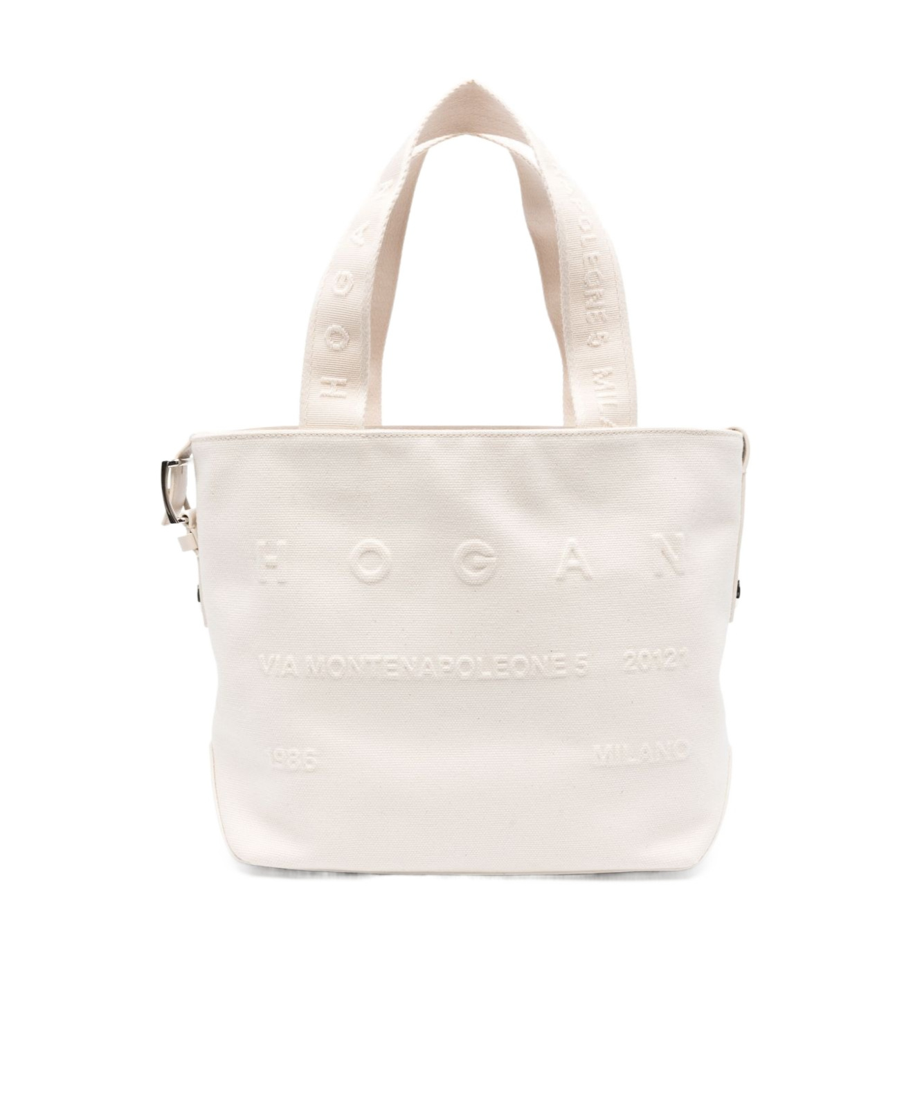 Hogan Cotton Tote Bag In White In White