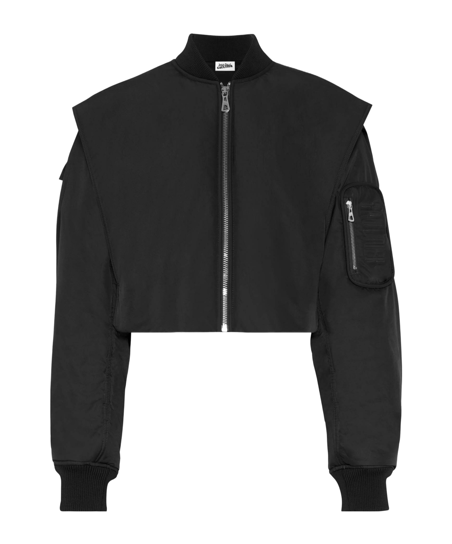 Jean Paul Gaultier Cropped Bomber With Hidden Hood Detail In Black