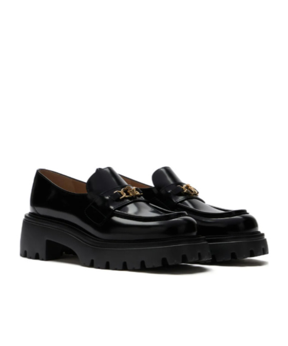 Stuart Weitzman Square Head Loafer Shoes In Black