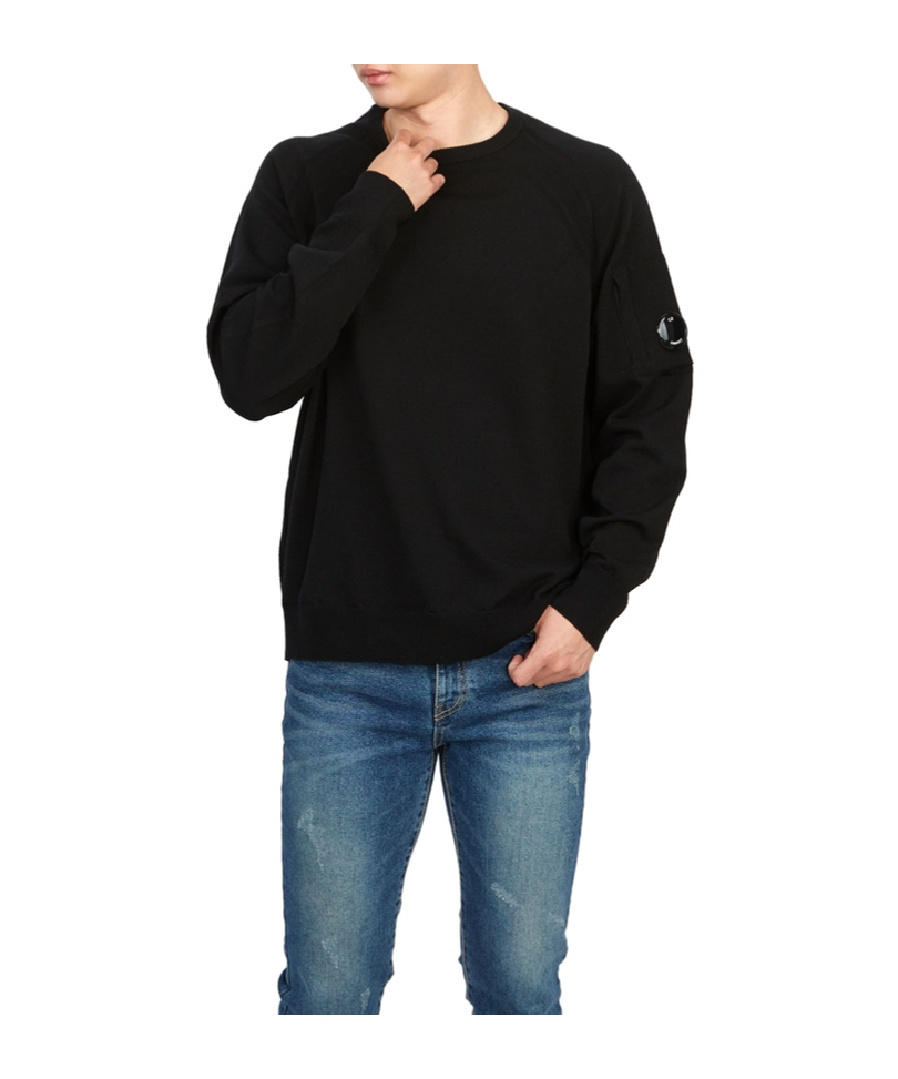 C.p. Company Lens-detailed Sweater In Black