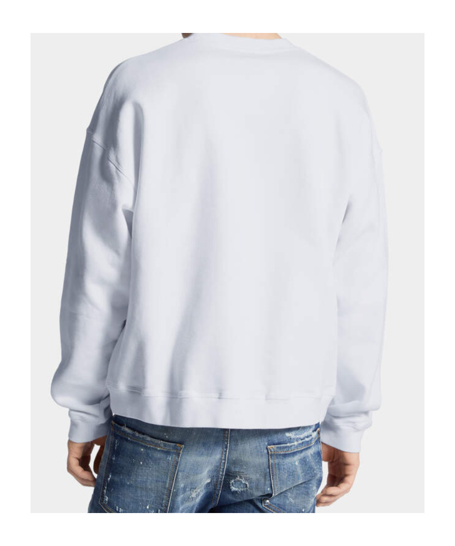 Dsquared2 Cotton Crew Neck Sweatshirt With Bold Front Logo In White