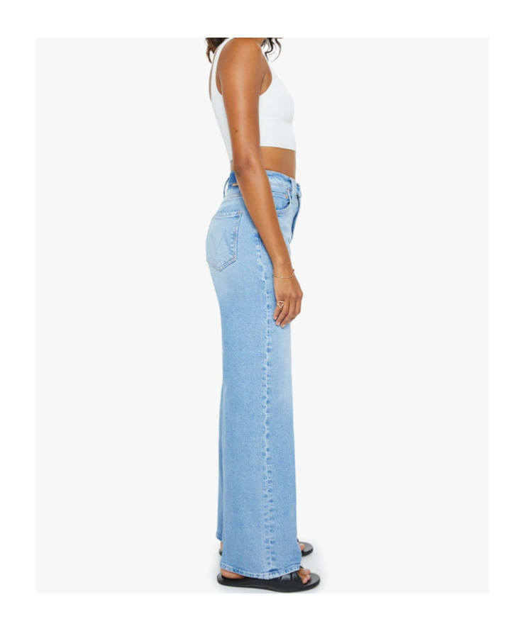 Mother Lasso Sneak Jeans In Combined Cotton Stretch In Blue