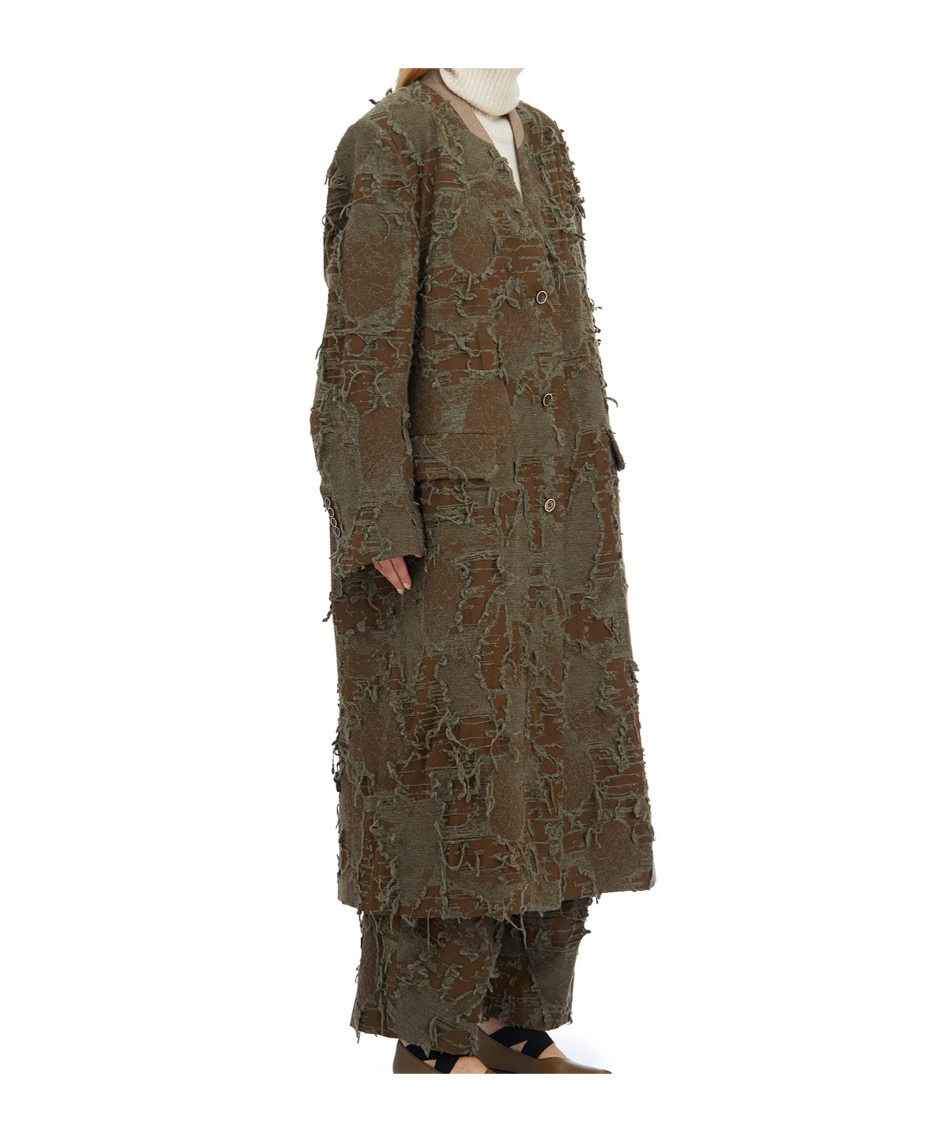 Uma Wang Cappotto Crossword In Lana In Green
