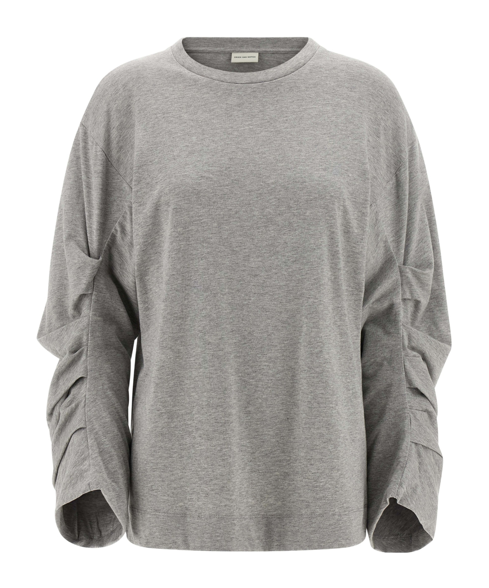 Dries Van Noten Relaxed Fit Long Sleeve Crew Neck Top In Gray