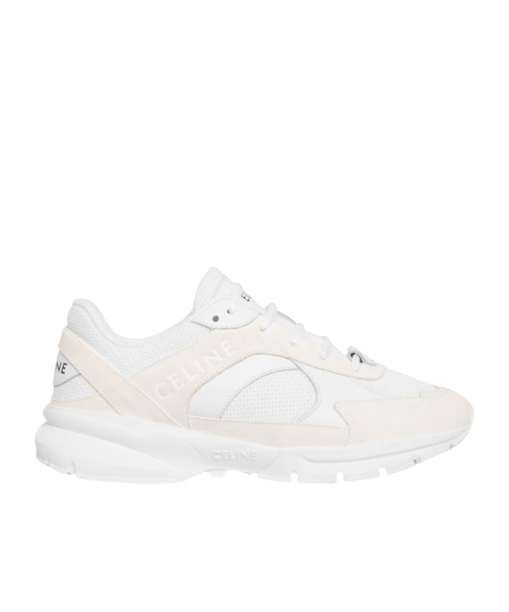 CELINE CELINE RUNNER CR-03 LOW LACE-UP SNEAKER IN MESH, SUEDE CALFSKIN AND CALFSKIN