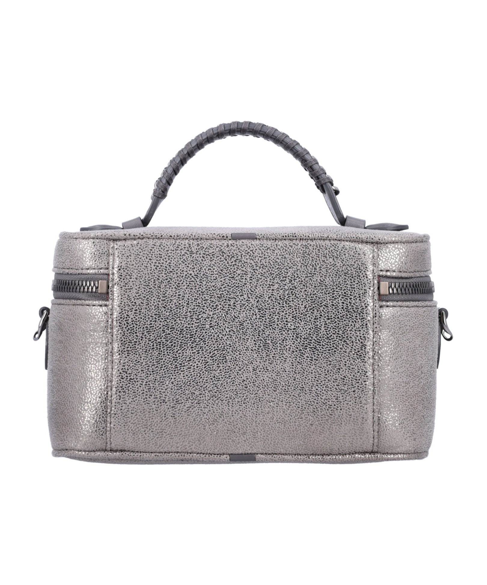 Stella Mccartney Metallic Top Handle Chain Strap Clutch Bag In Gray