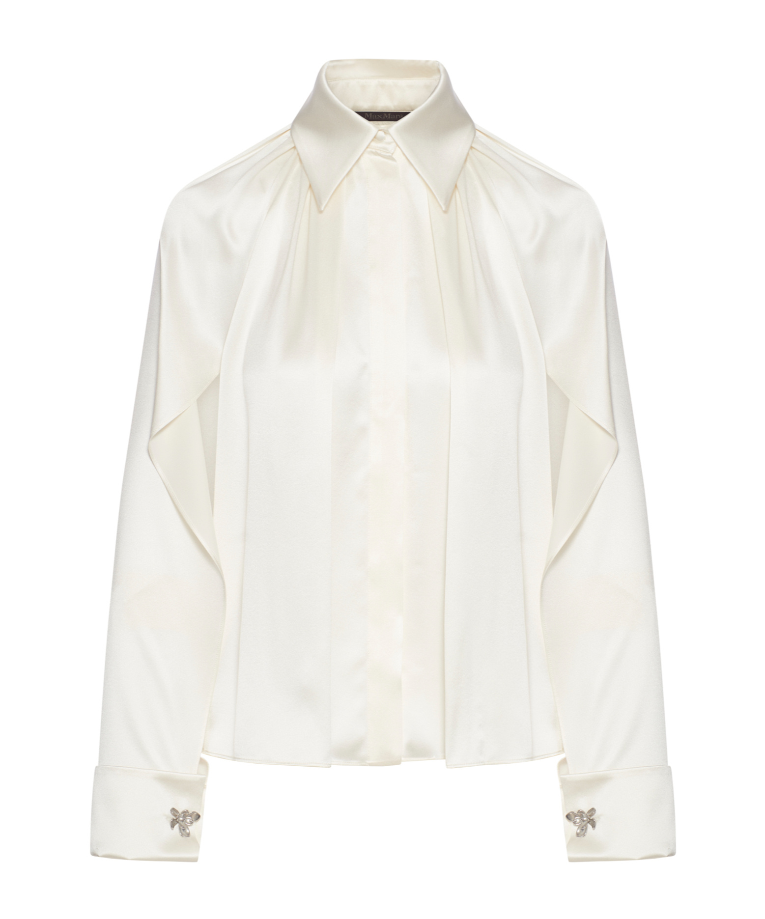 Max Mara Salice Pleated-detail Long-sleeve Shirt In White