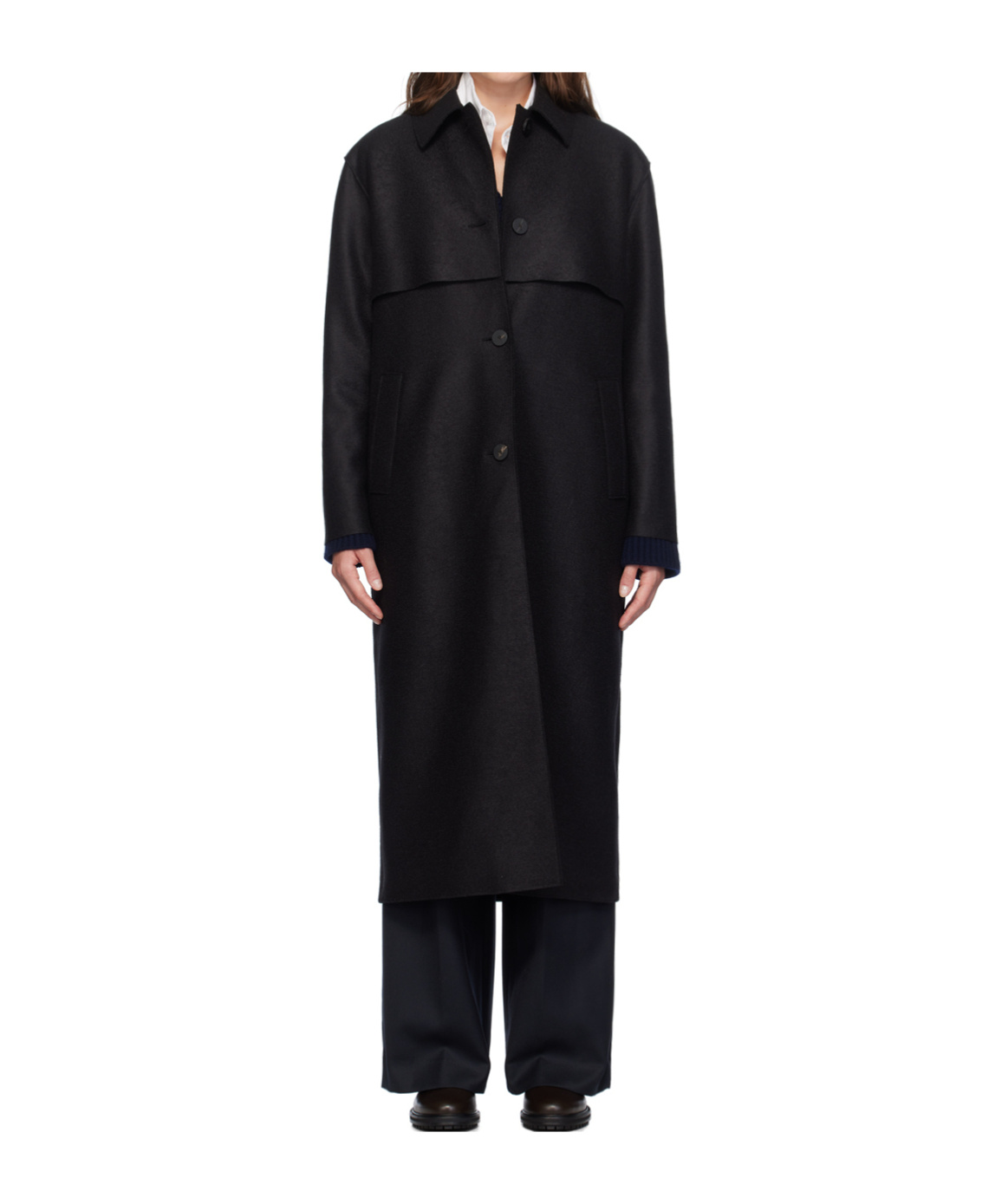 Harris Wharf London Shield Long Coat In Black
