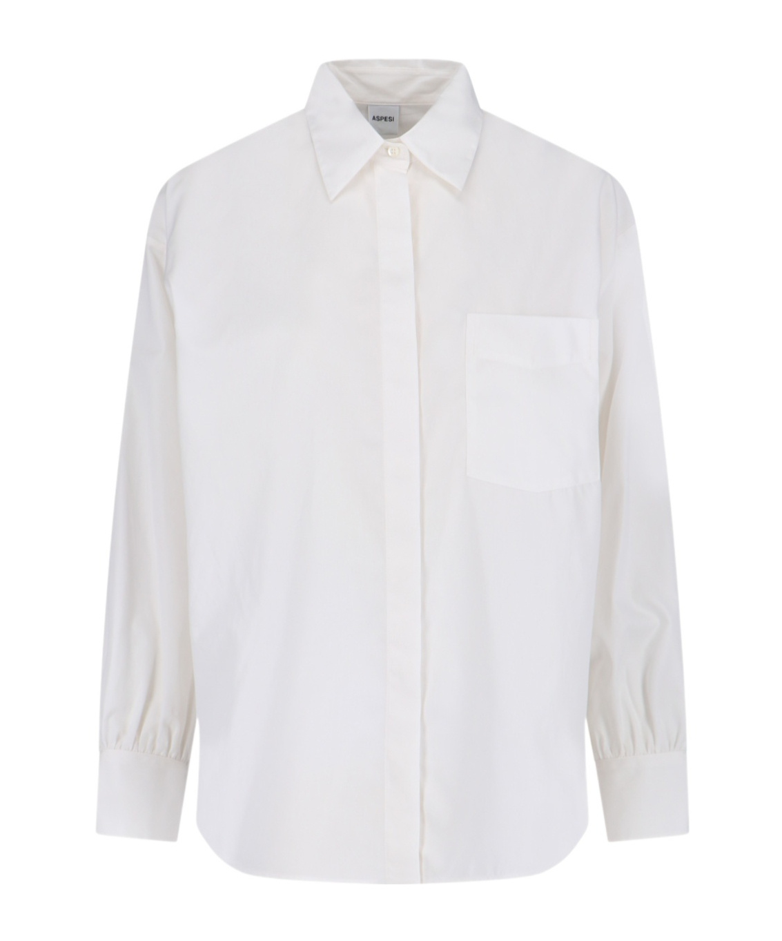 Aspesi Long Sleeves Collared Neck Chest Pocket Top In White