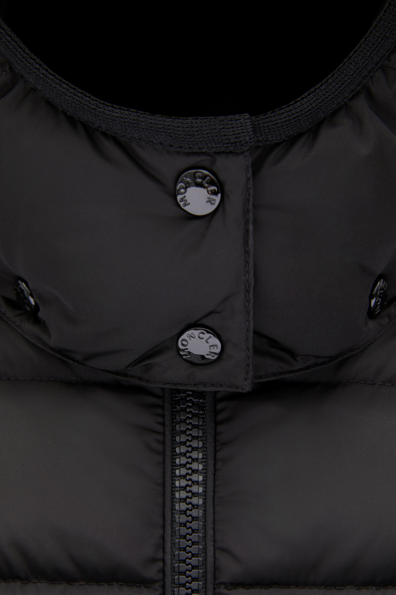 Moncler Long Logo Down Jacket In Black