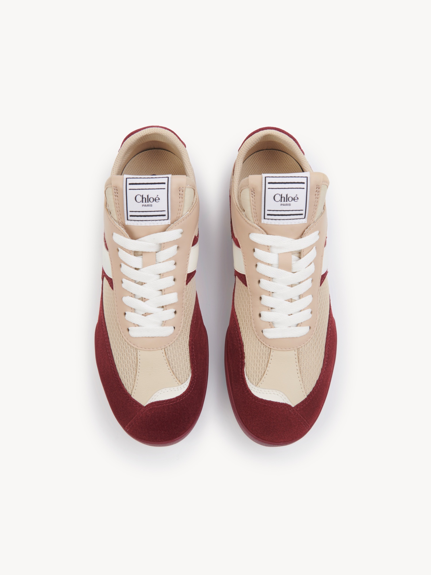 Chloé Kick Mixed Leather Retro Low-top Sneakers In Red