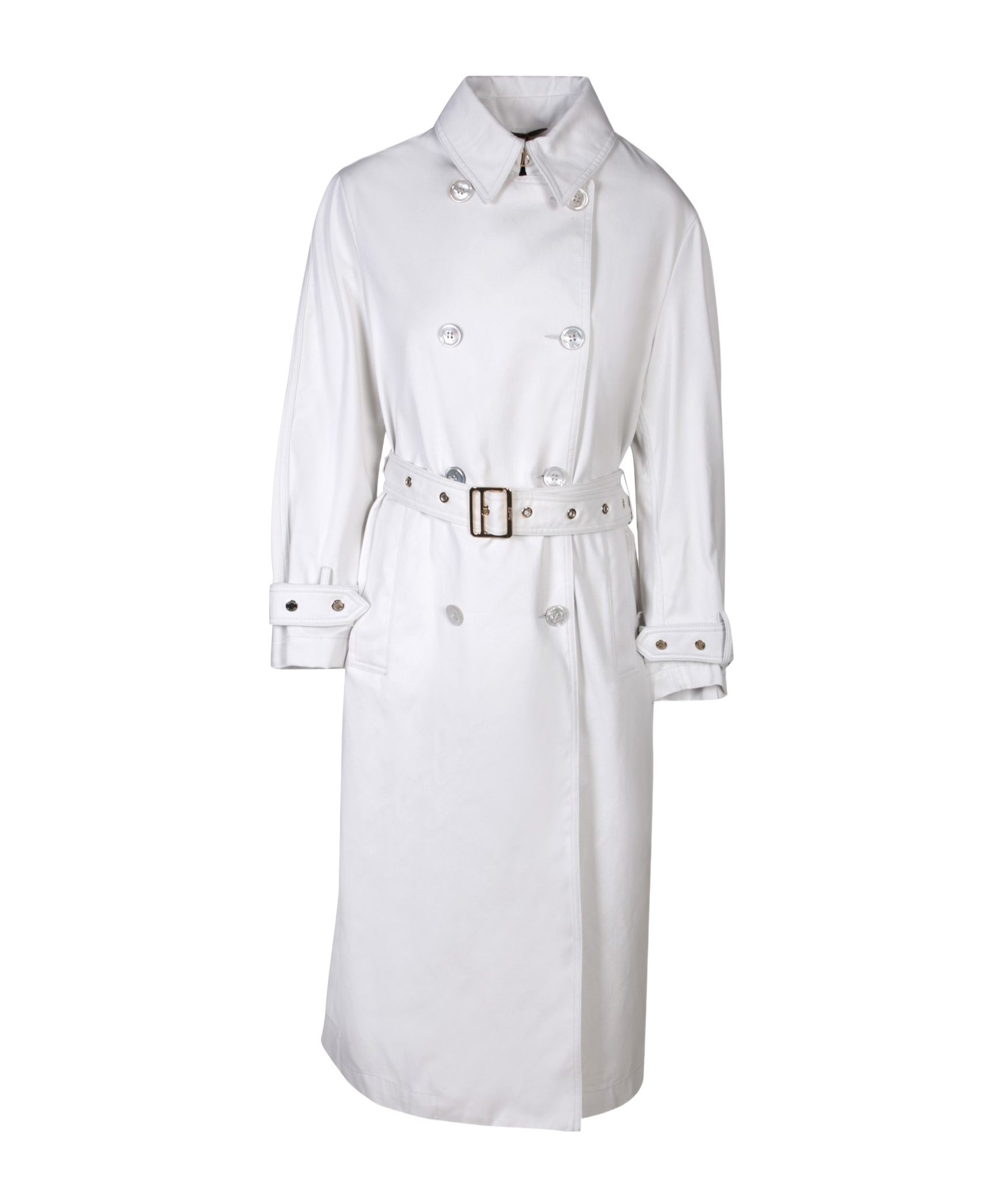 Moorer Double-breasted Trench Coat In White