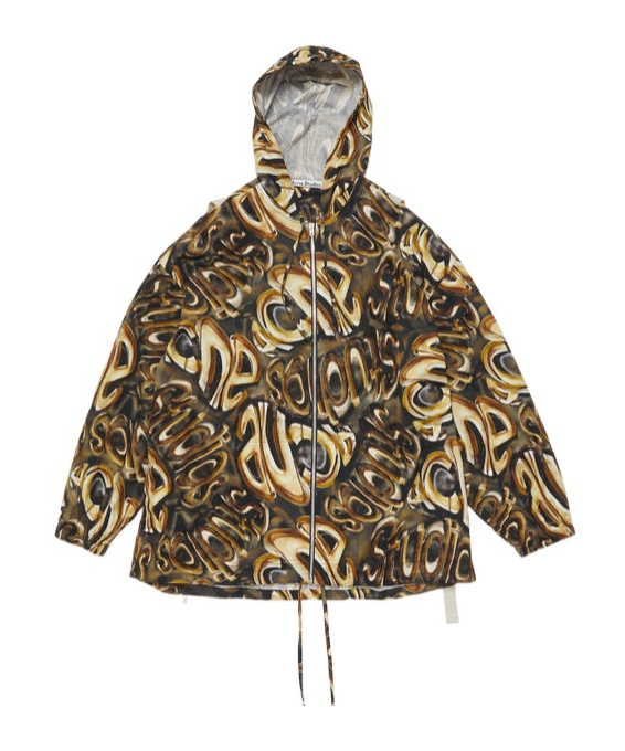 Shop Acne Studios Hooded Logo Jacket In Brown