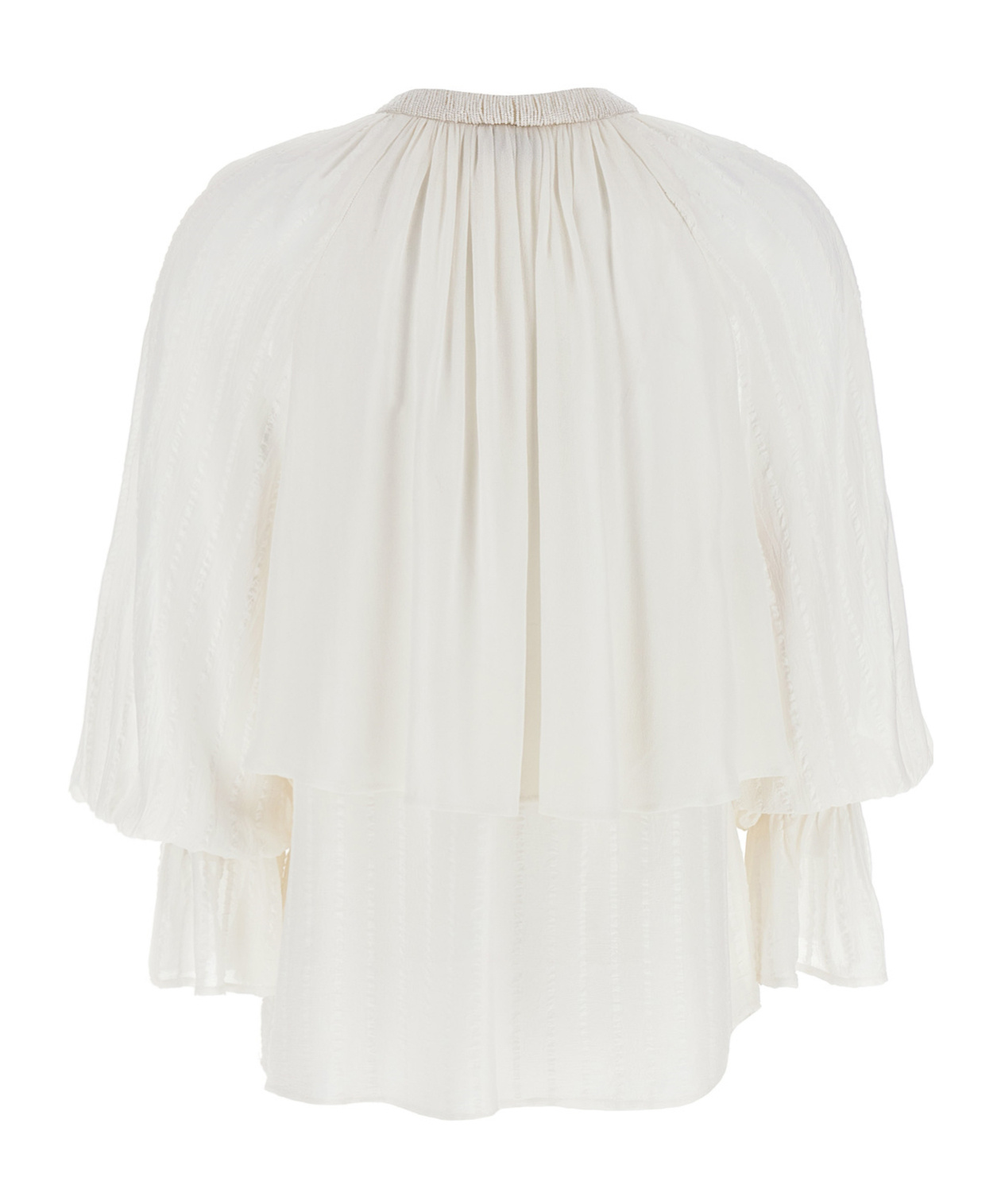 Pinko Layered Sheer Fabric Top With Tassel Detail In White