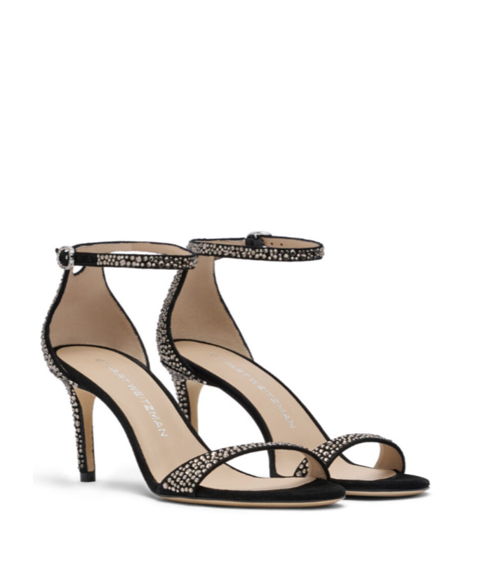 Stuart Weitzman 75mm Nudist Shine Sandals In Black