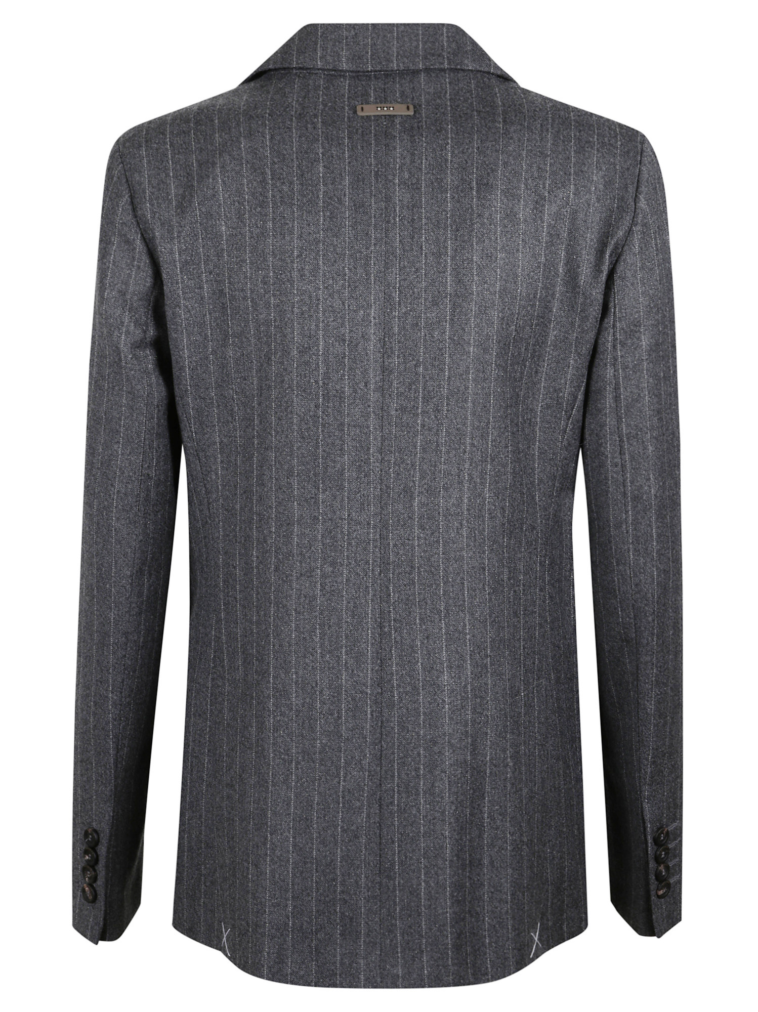 Peserico Pinstripe-pattern Double-breasted Jacket In Black