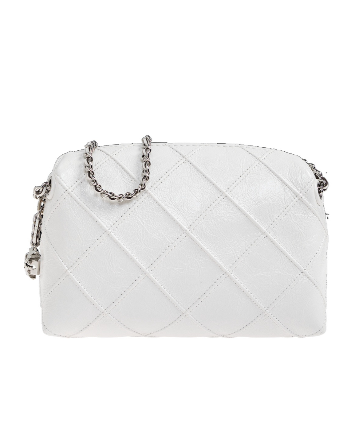 Tory Burch Fleming Quilted Chain Mini Bag In White