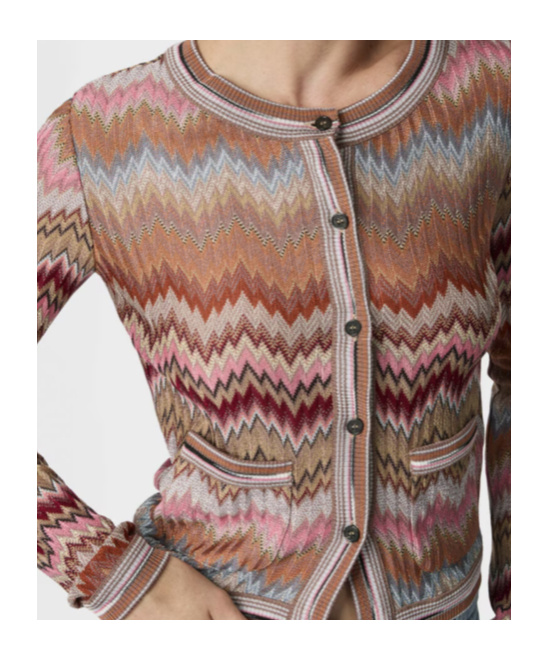 Missoni Snake-pattern Viscose Chevron Cardigan With Patch Pockets In Multi