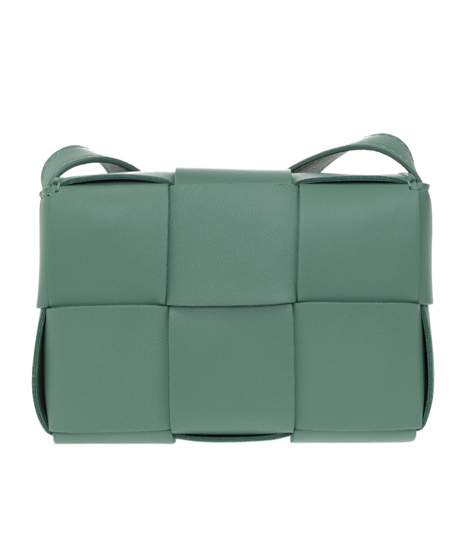 Bottega Veneta Mini Cassette Knitted Shoulder Bag In Green