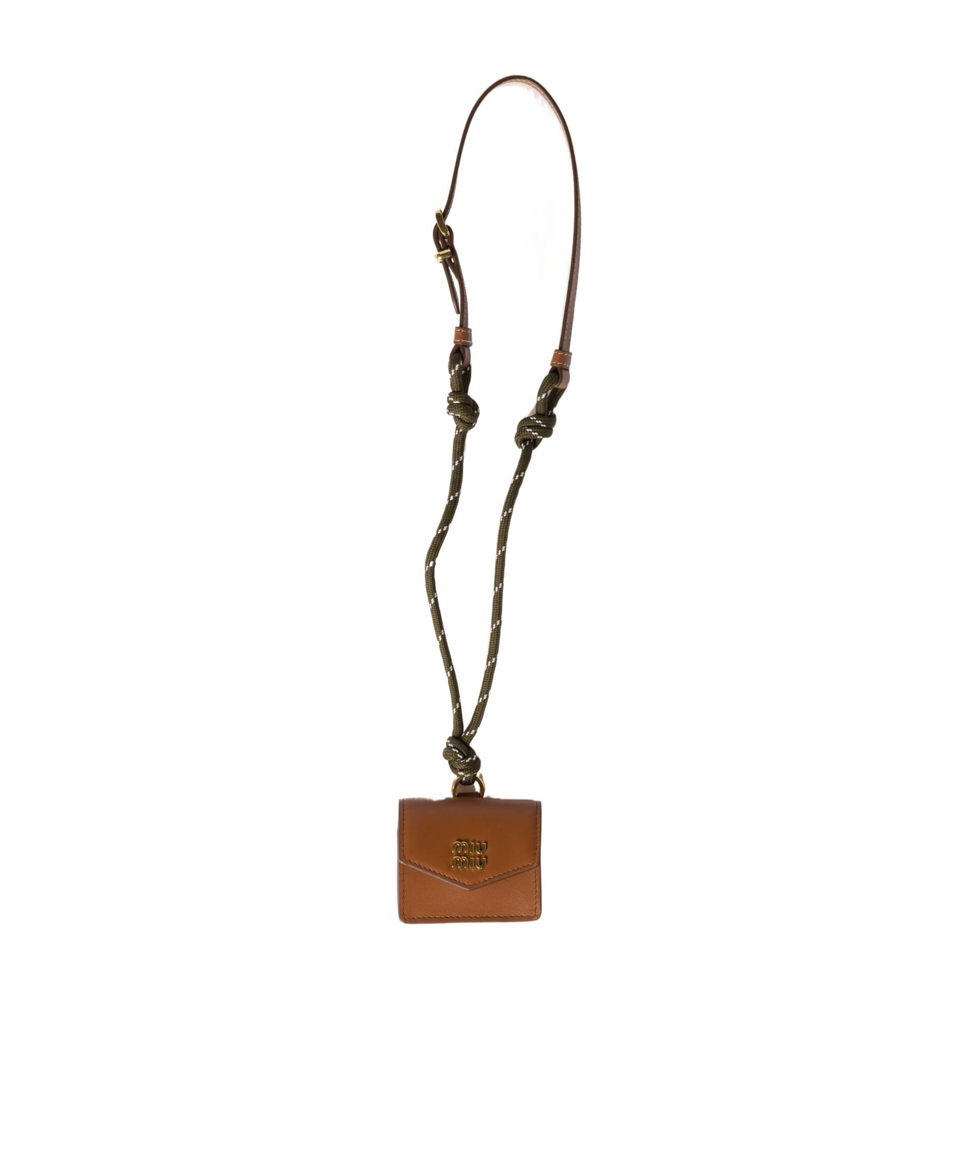 Miu Miu Leather And Cord Trick In Brown