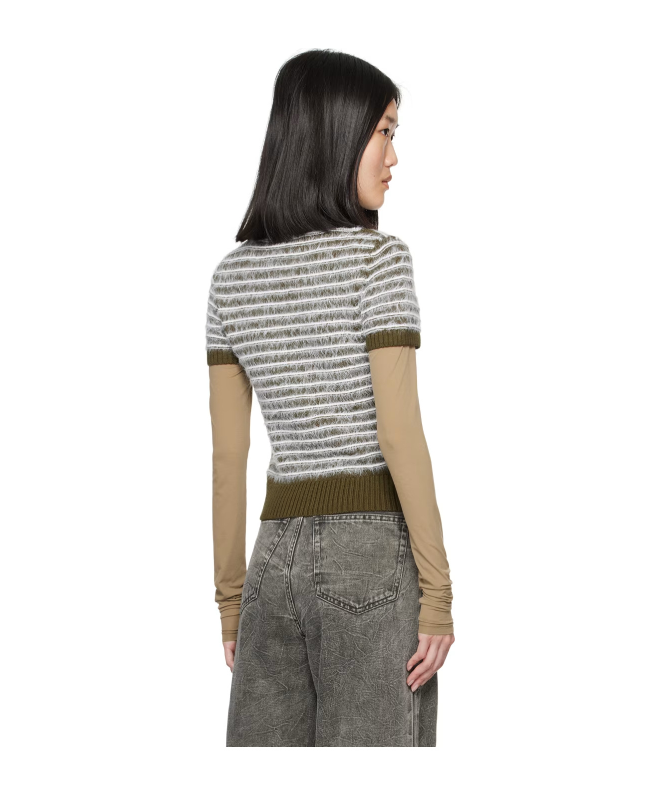 Mm6 Maison Margiela Short-sleeved Striped Sweater In Multicolor
