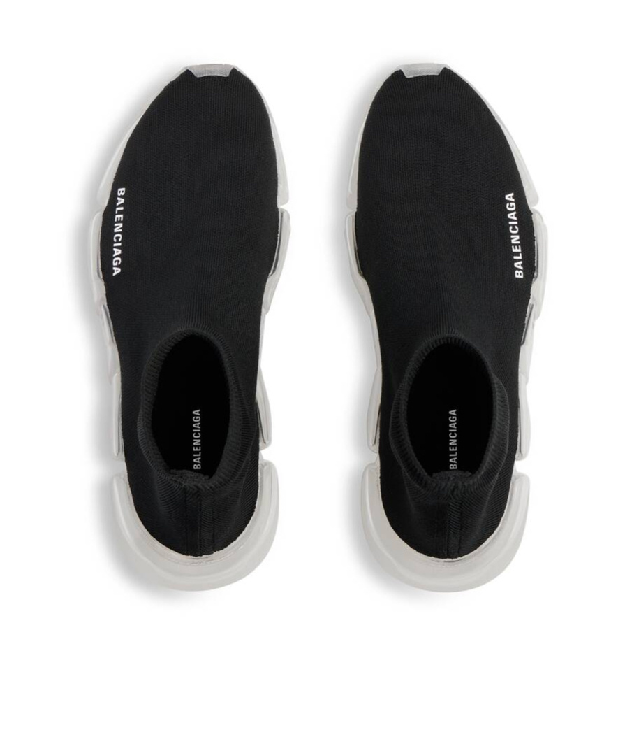 Balenciaga Women's Speed 2.0 Full Clear Sole Recycled Knit Sneaker In Black In Black