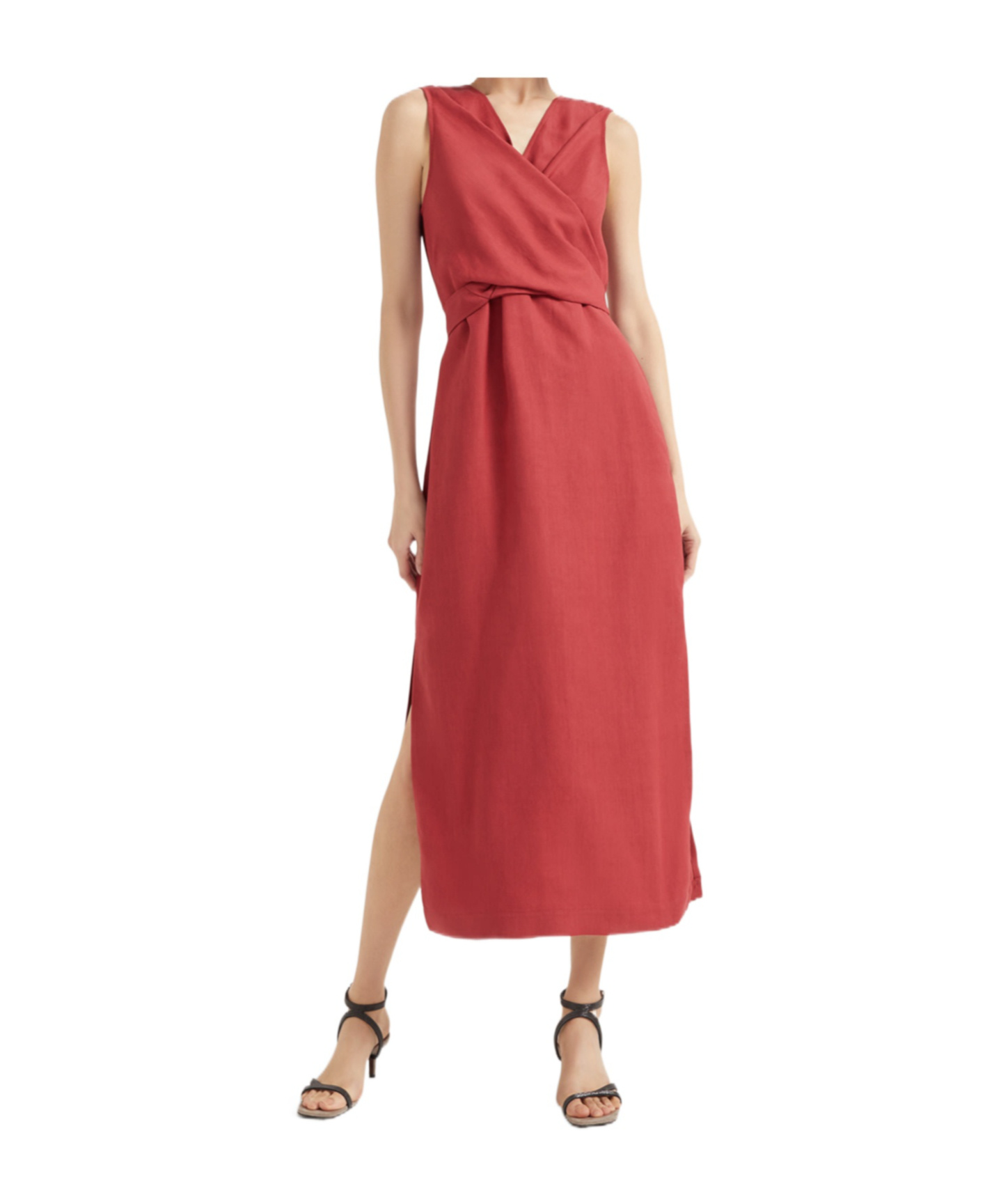 Brunello Cucinelli Gathered Midi Dress In Red