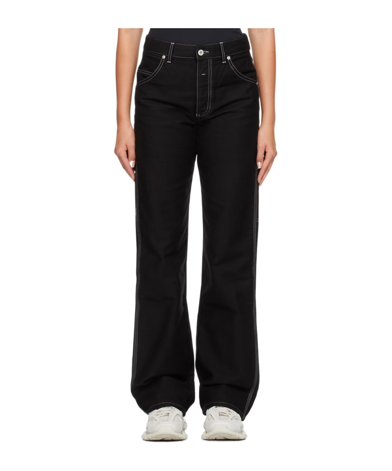 Heron Preston Carpenter Contrast-stitch Trousers In Black