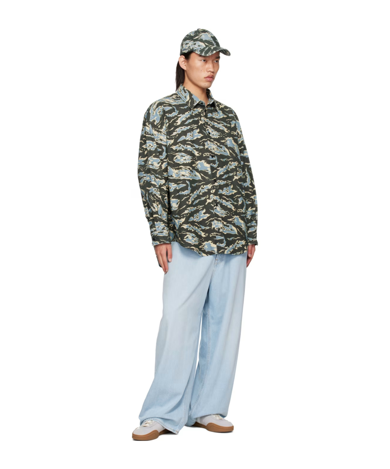 Acne Studios Abstract-pattern Organic-cotton Shirt In Black