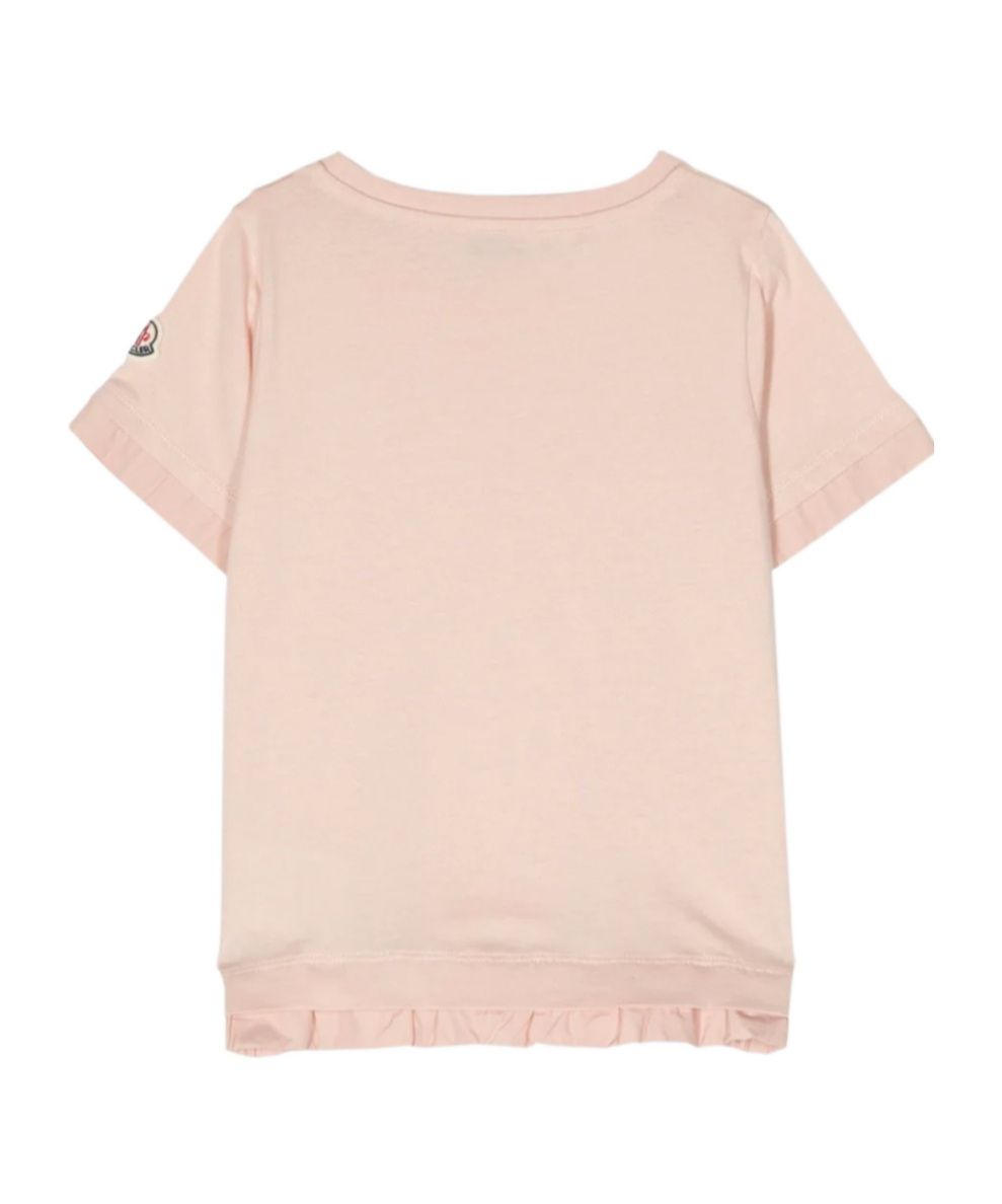 Moncler Layered Cotton T-shirt In Pink