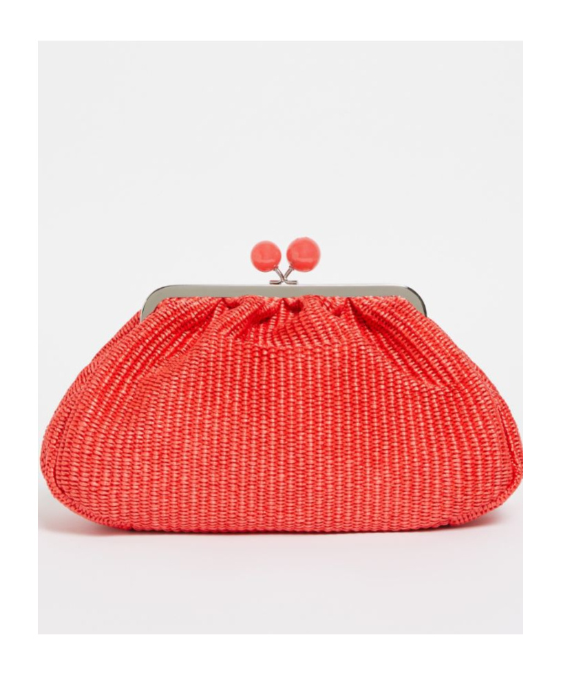 Weekend Max Mara Medium Raffia-effect Pasticcino Bag In Red
