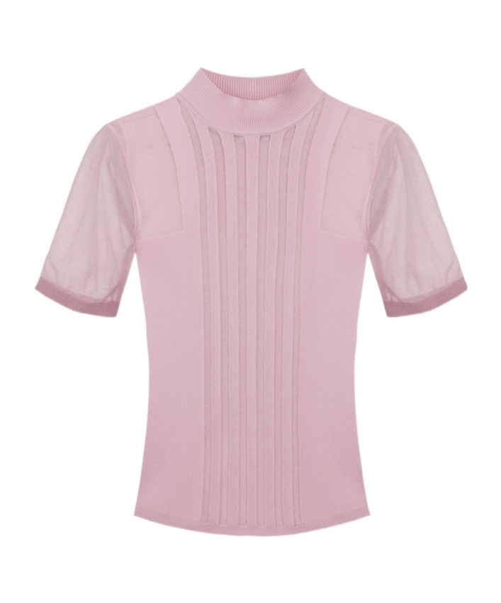 Elisabetta Franchi Short Sleeve Turtle Neck Sweater In Pink