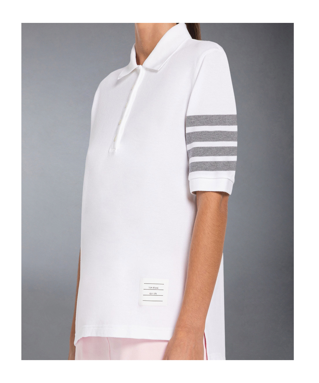 Thom Browne Hector 4-bar Short-sleeved Polo Shirt In White