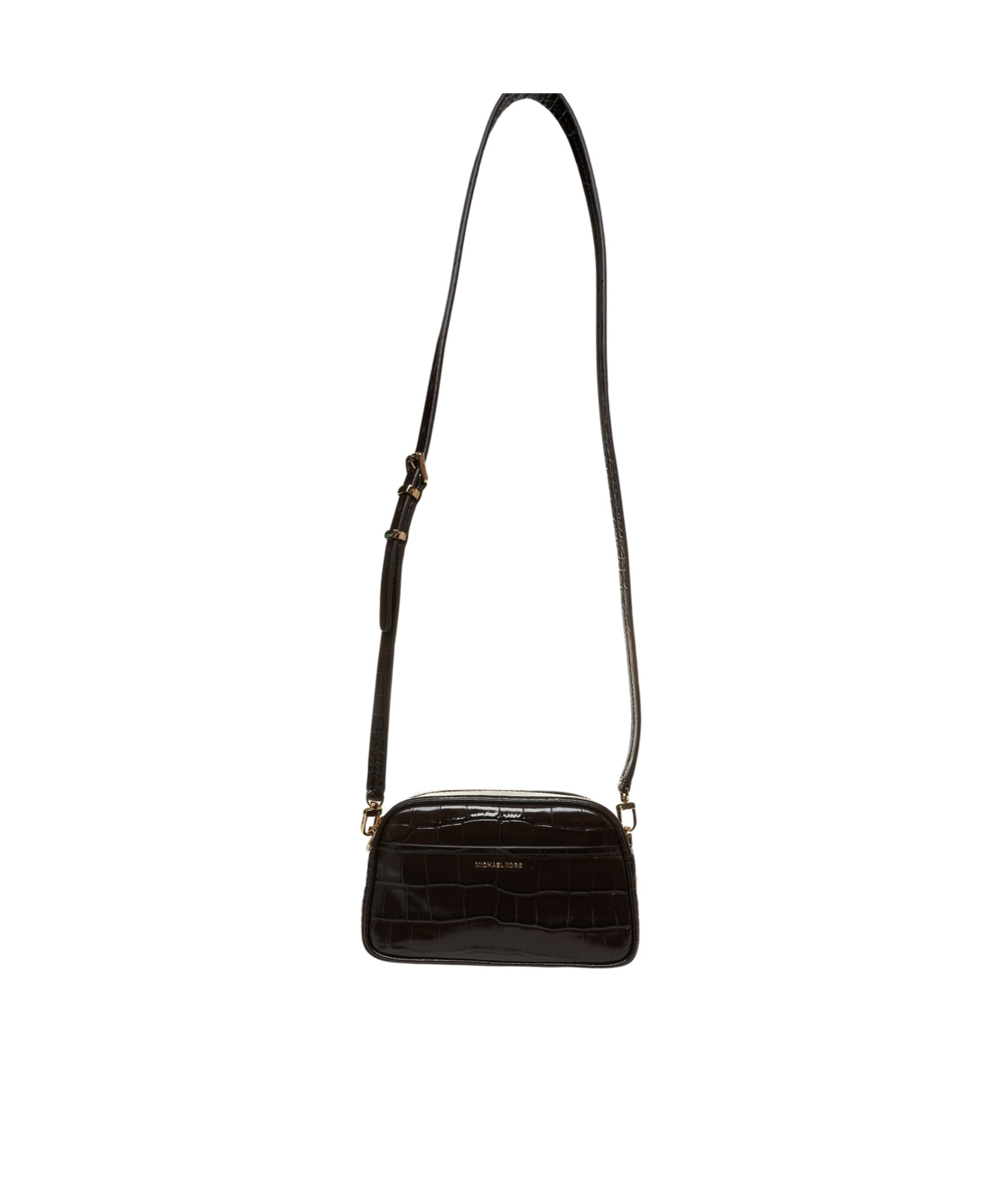 Michael Kors Jet Set Crocodile-effect Zip-top Shoulder Bag In Brown