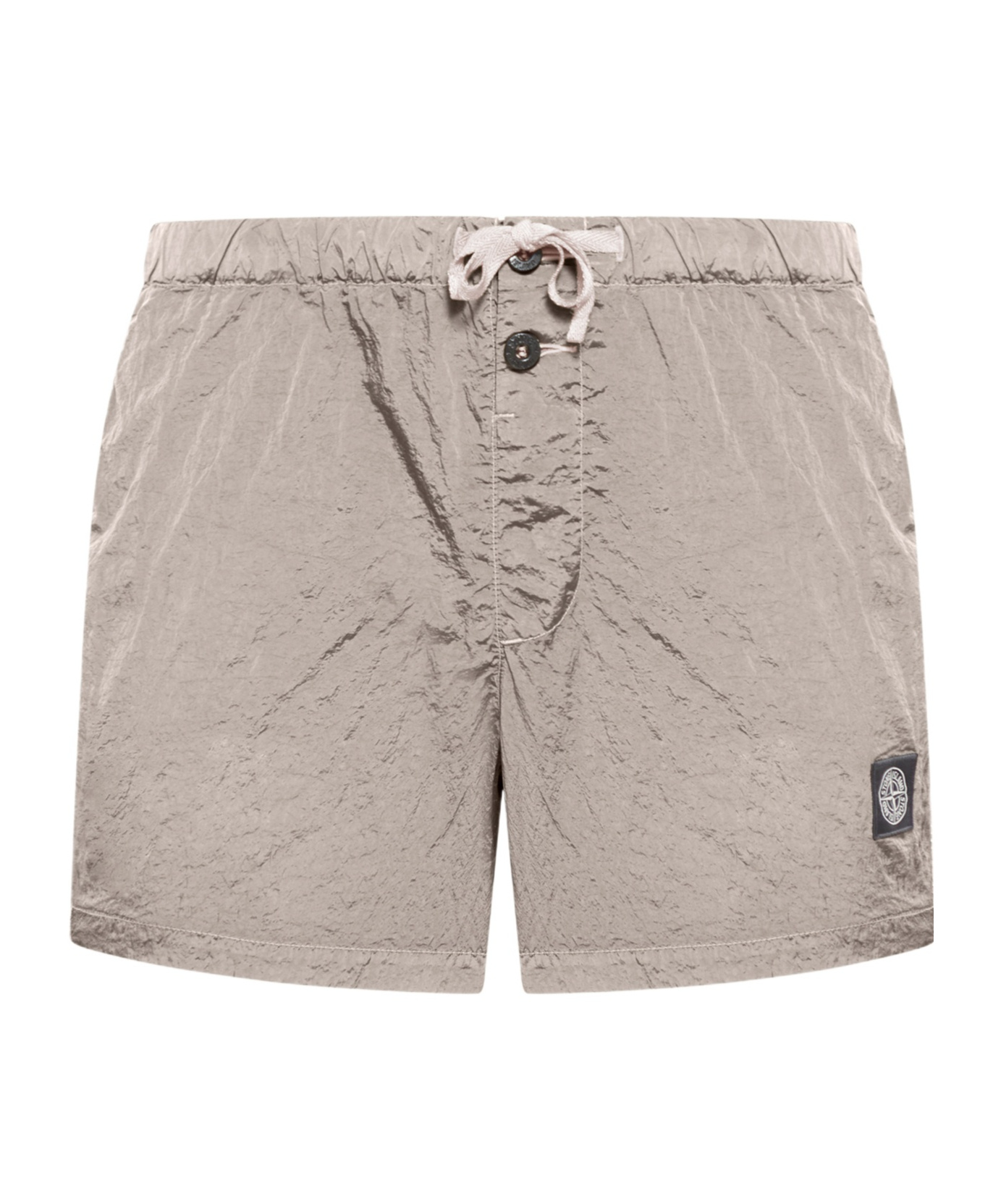 Stone Island Compass Patch Mid-rise Swim Shorts In Nude