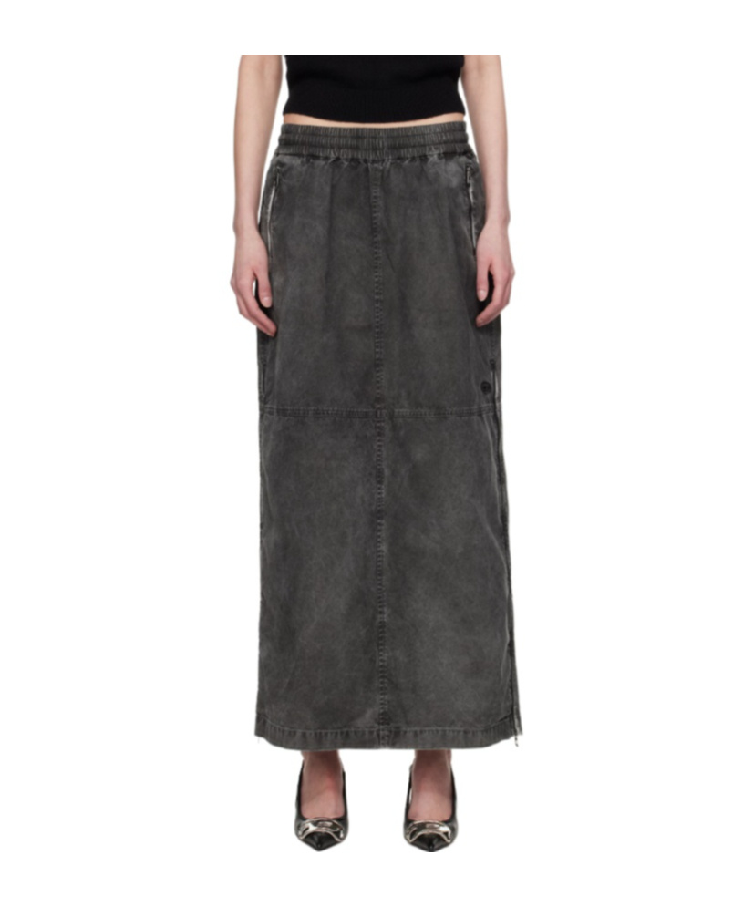 Diesel Gray O-hazel-q2 Denim Maxi Skirt In Black
