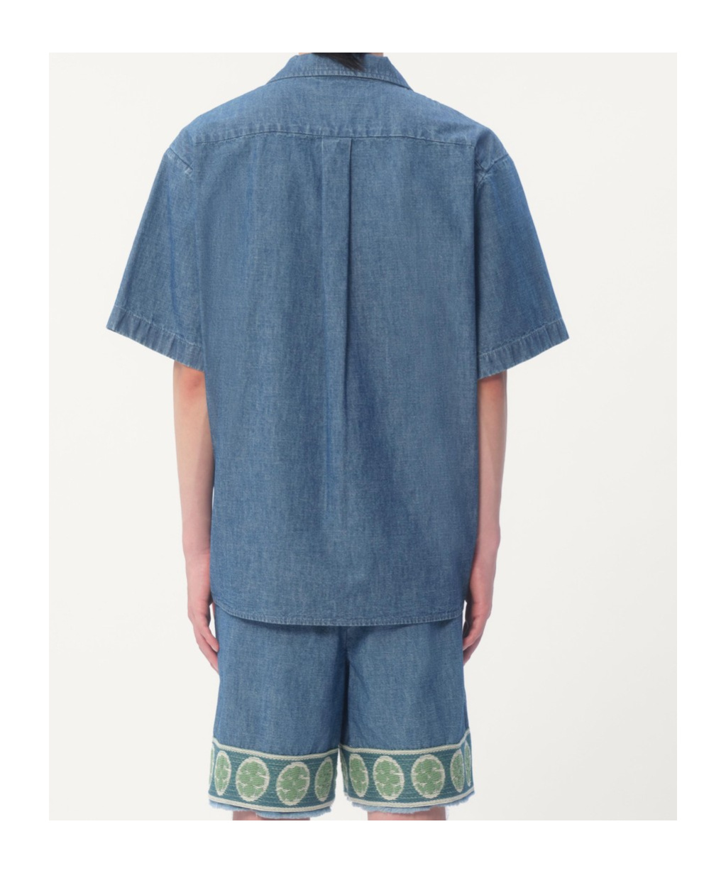 Valentino Garavani Oversized Denim Shirt With Button Closure In Blue
