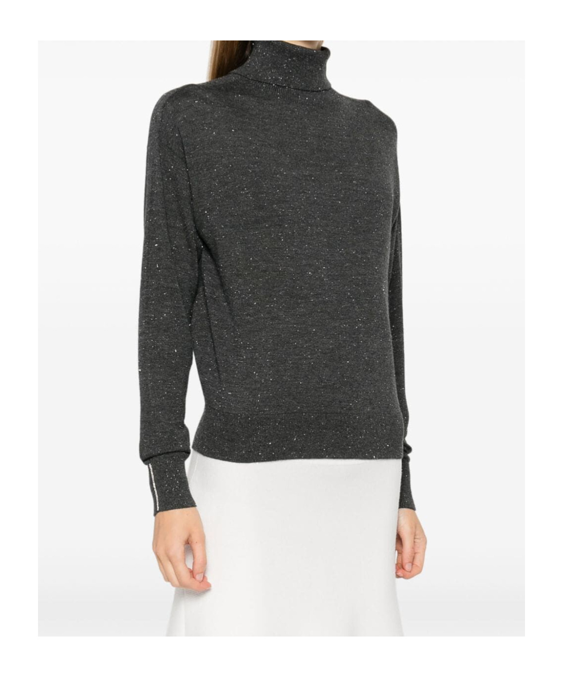Shop Peserico Lurex-detail Roll-neck Sweater In Black
