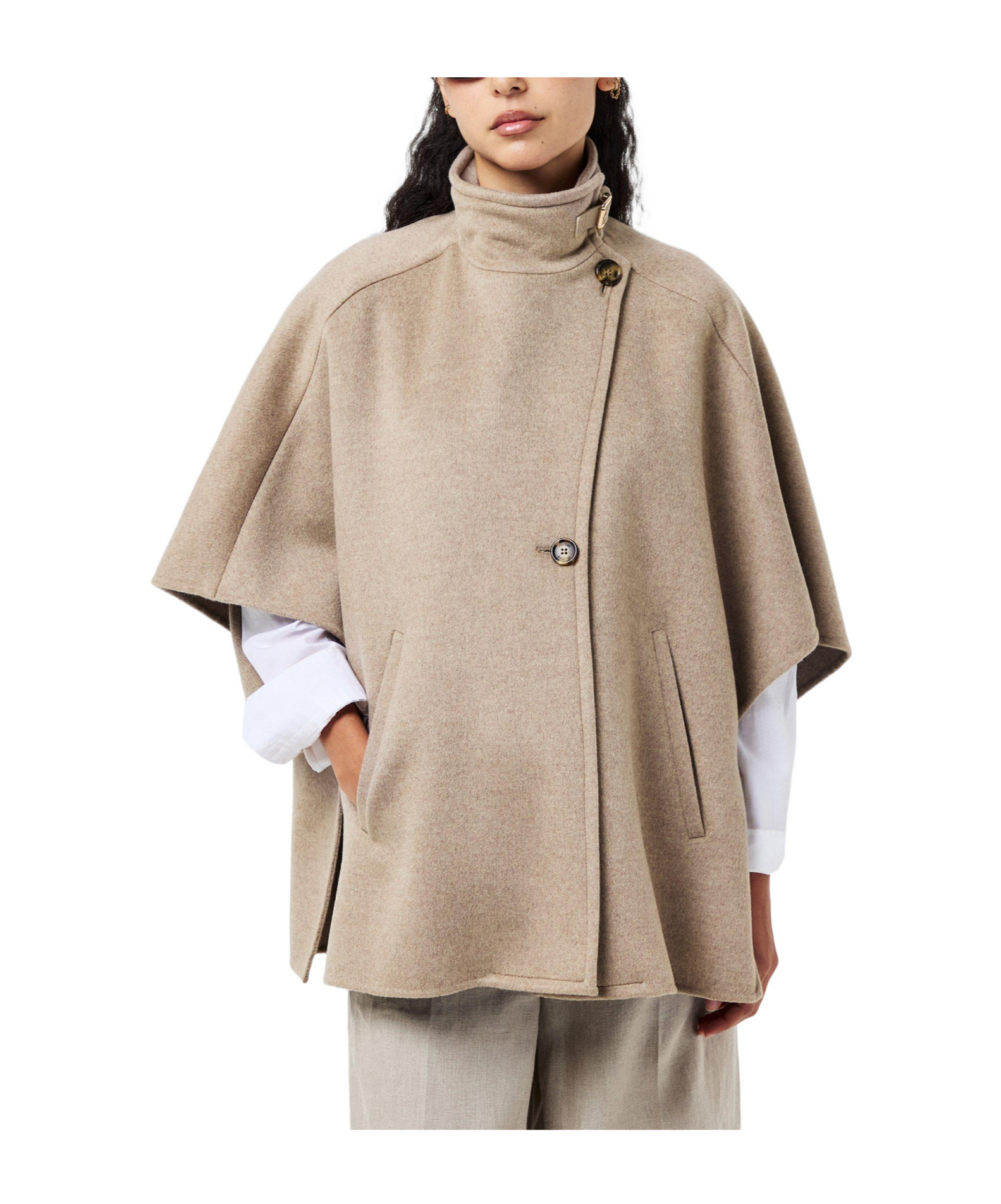 Max Mara Draped Cape In Nude