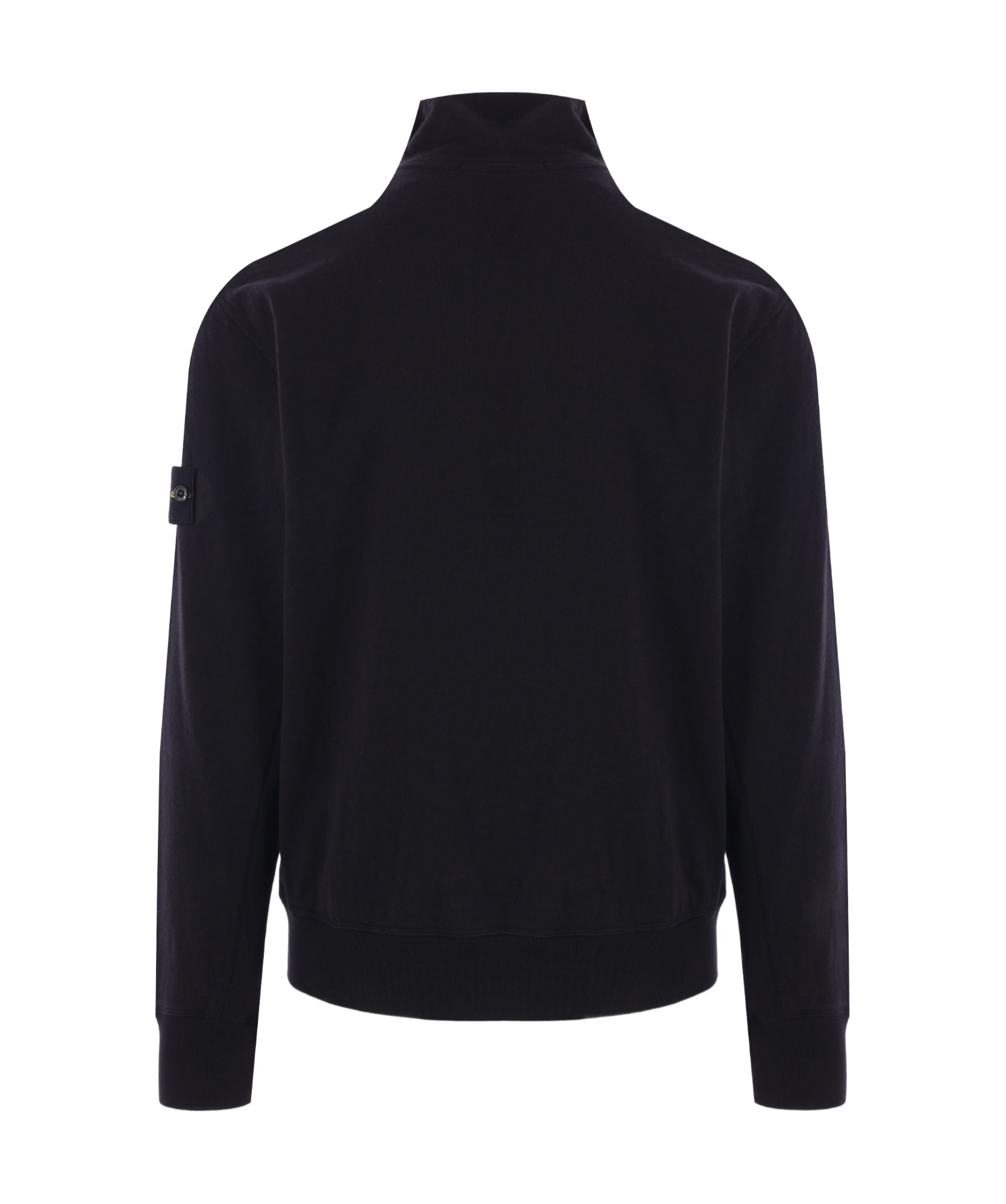 Stone Island High Neck Zip Fastening Sweater With Pouch Pockets In Black