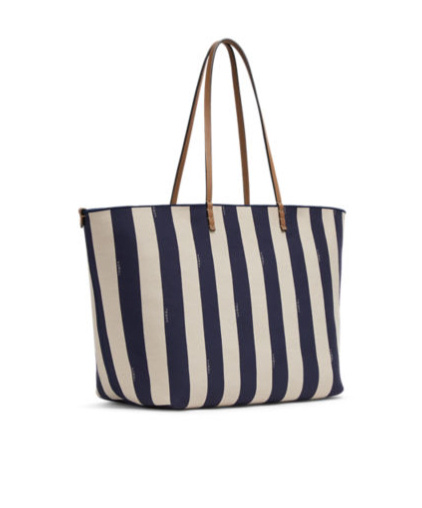 Fendi Large Roll Shopper In Pequin Striped Bags In Black