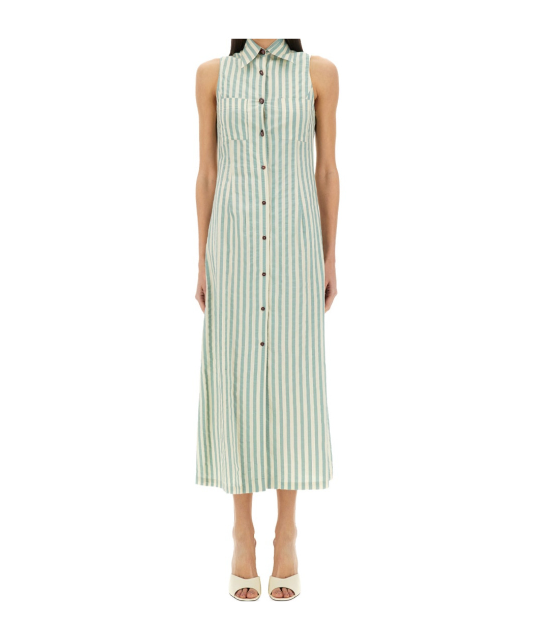 Alysi Striped-pattern Sleeveless Midi Dress In Green