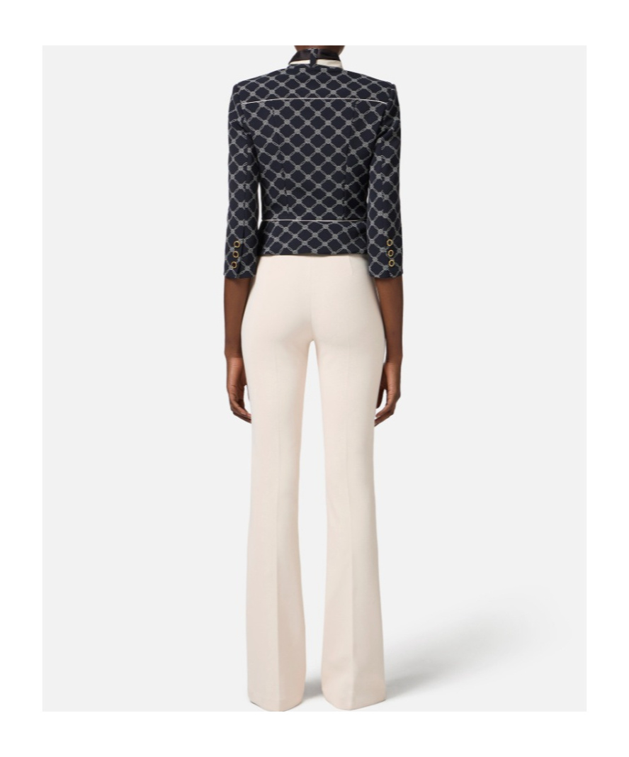 Elisabetta Franchi Printed Crepe Jacket In Black