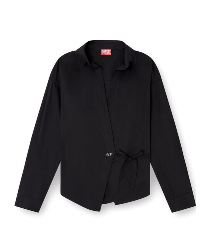 Diesel Wrap Shirt With Logo Charm In Black