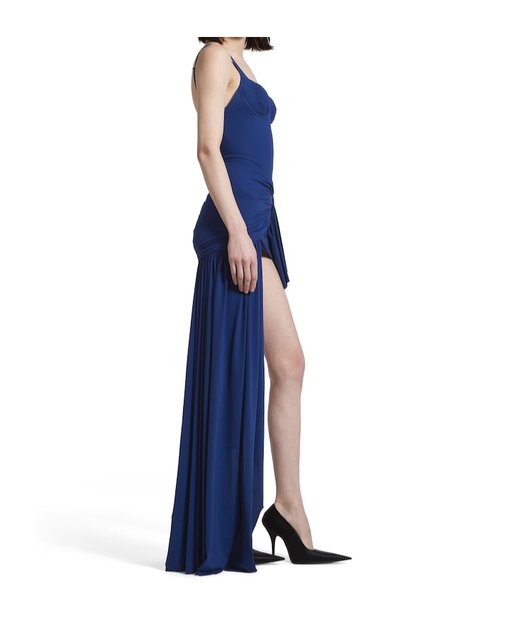 Balenciaga Women's Open Back Dress In Elegant Blue In Blue