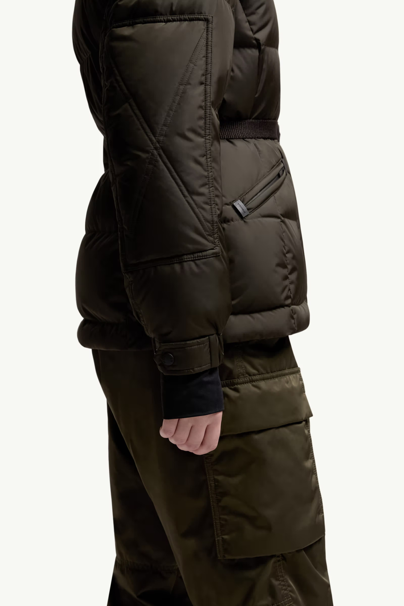 Moncler Salastrains Belted Down Ski Jacket In Green