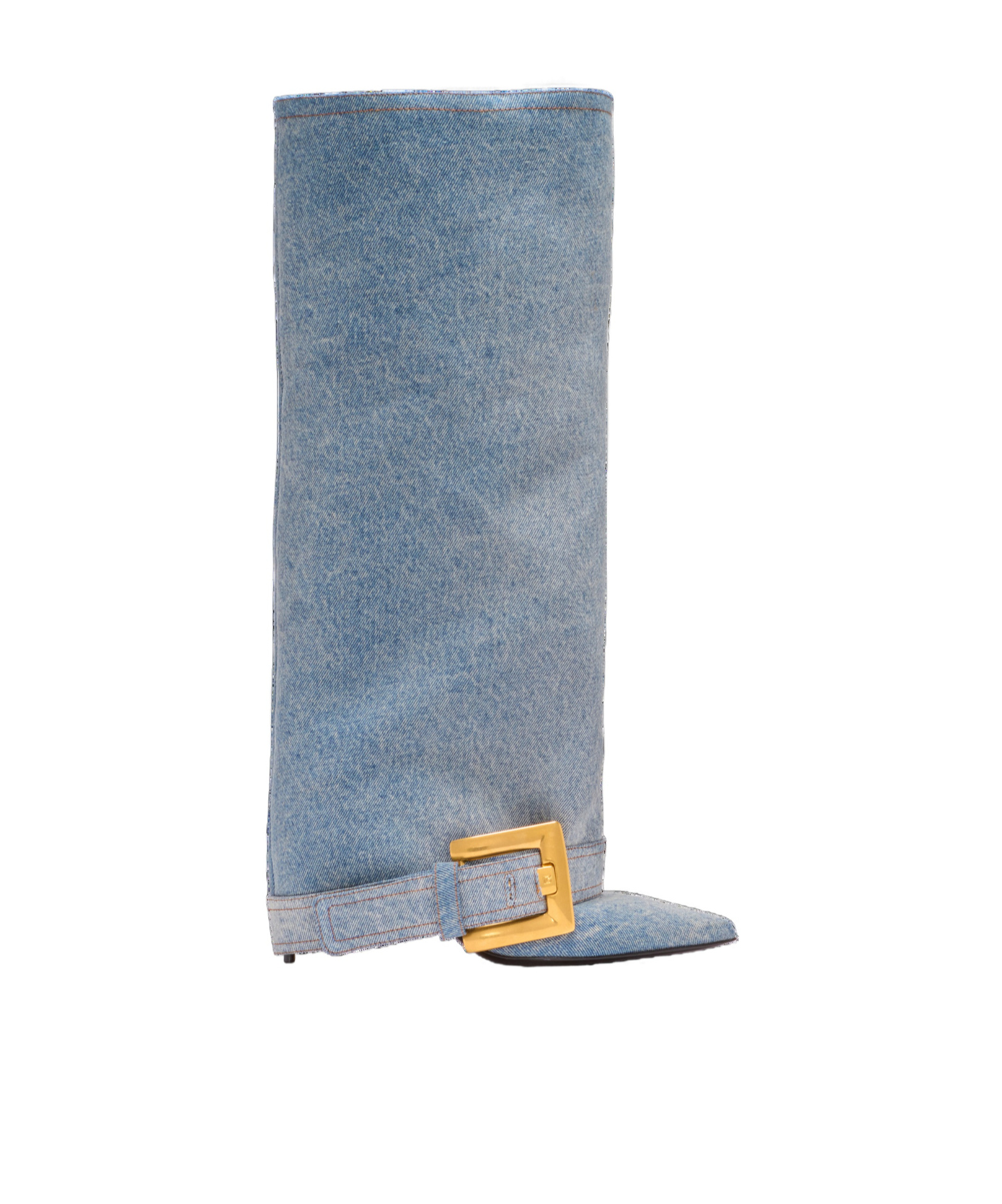 Balmain Anthem Denim Boots In Multi